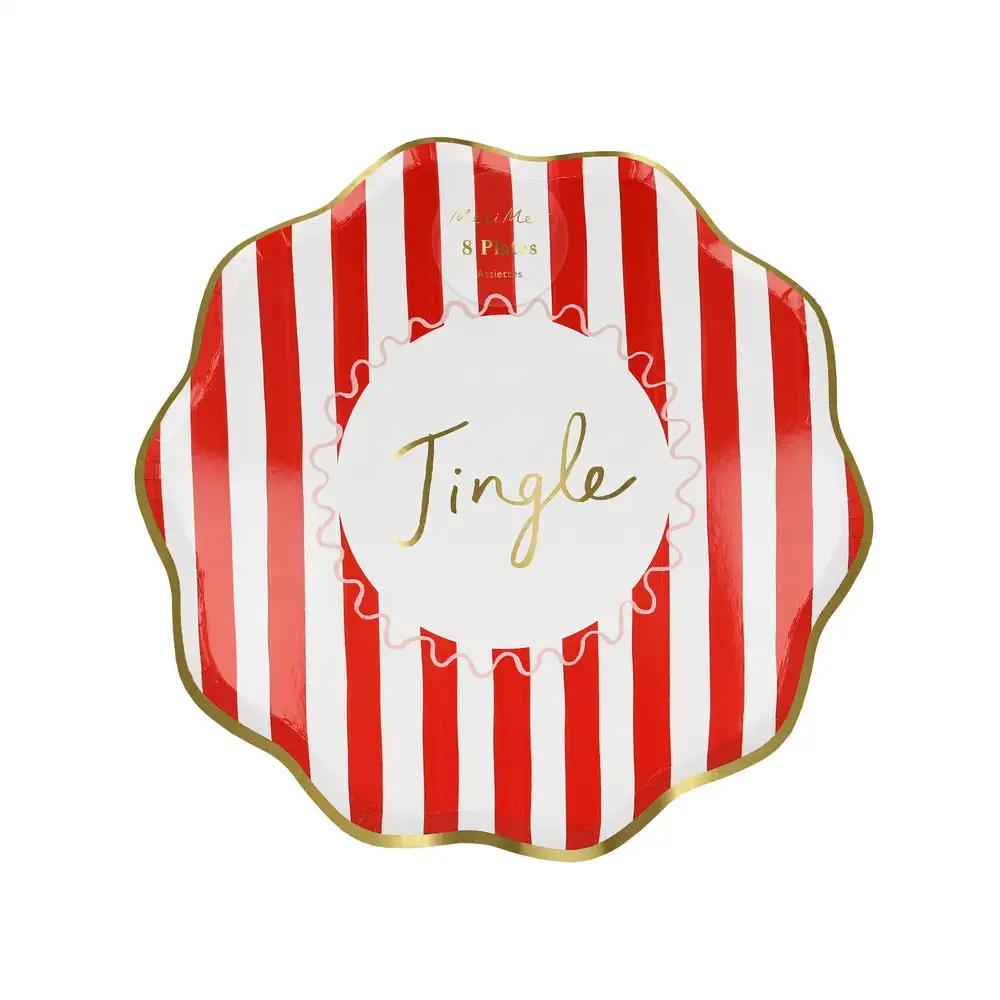 Platos grandes a rayas de Navidad - Imagen 2