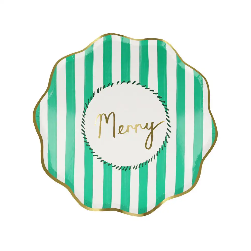 Platos grandes a rayas de Navidad - Imagen 4