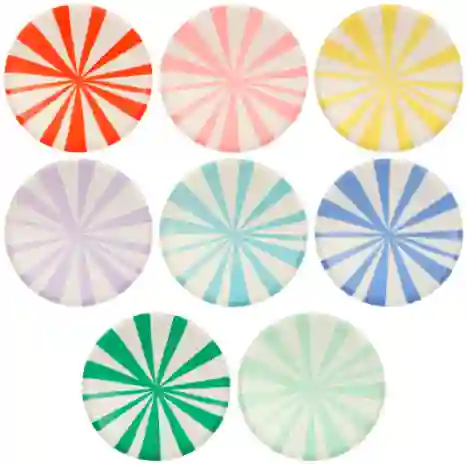 Large colored stripe dishes