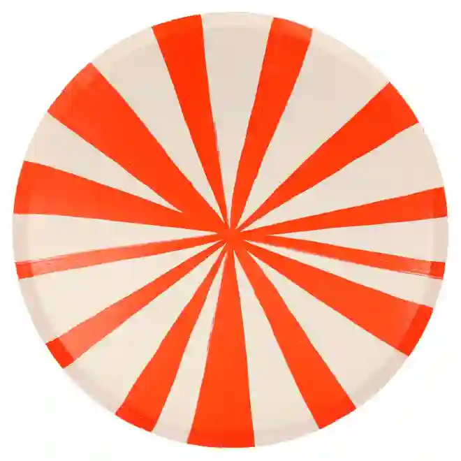Large red stripe dishes