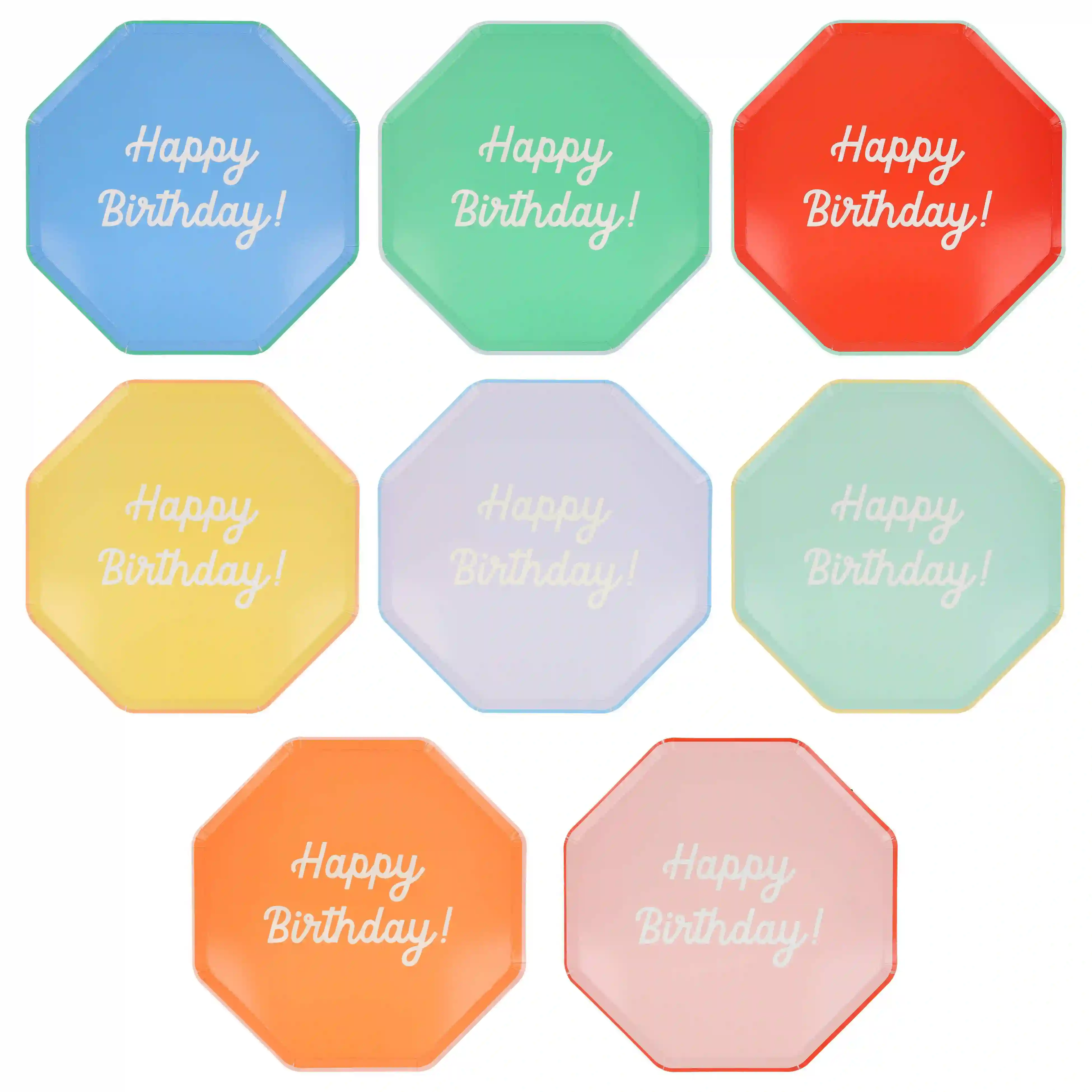 Platos Grandes Multicolor Feliz Cumpleaños