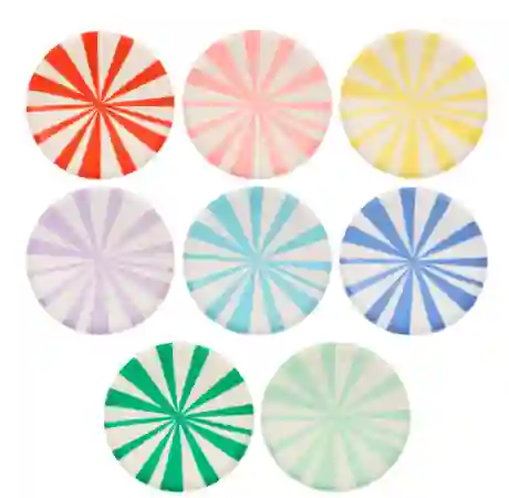 Medium colored stripe dishes