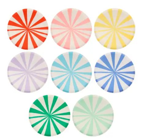 Medium colored stripe dishes