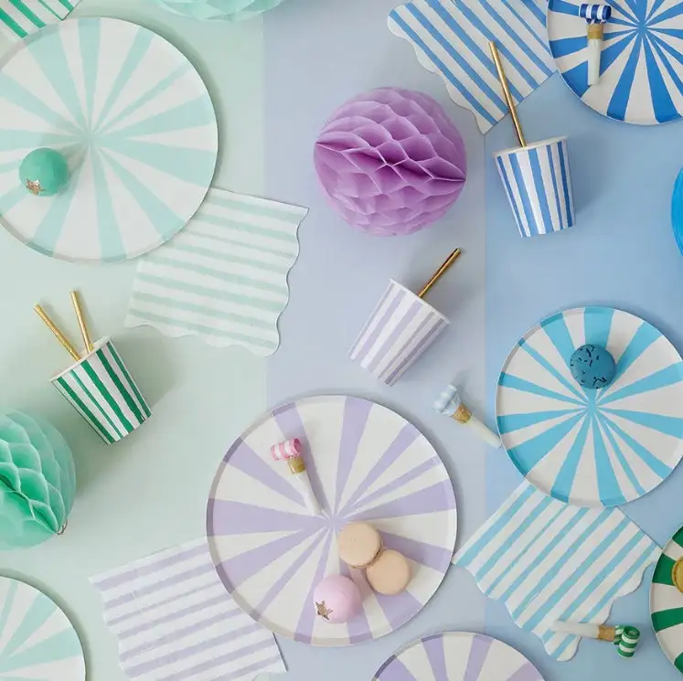 Medium colored stripe dishes - Image 3