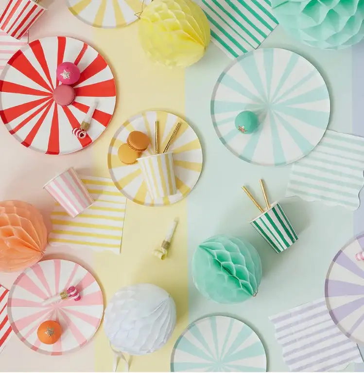 Medium colored stripe dishes - Image 4