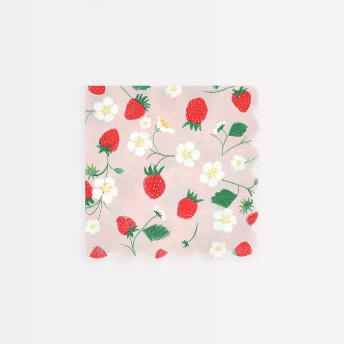 Servilletas Pequeñas de Fresas y Flores