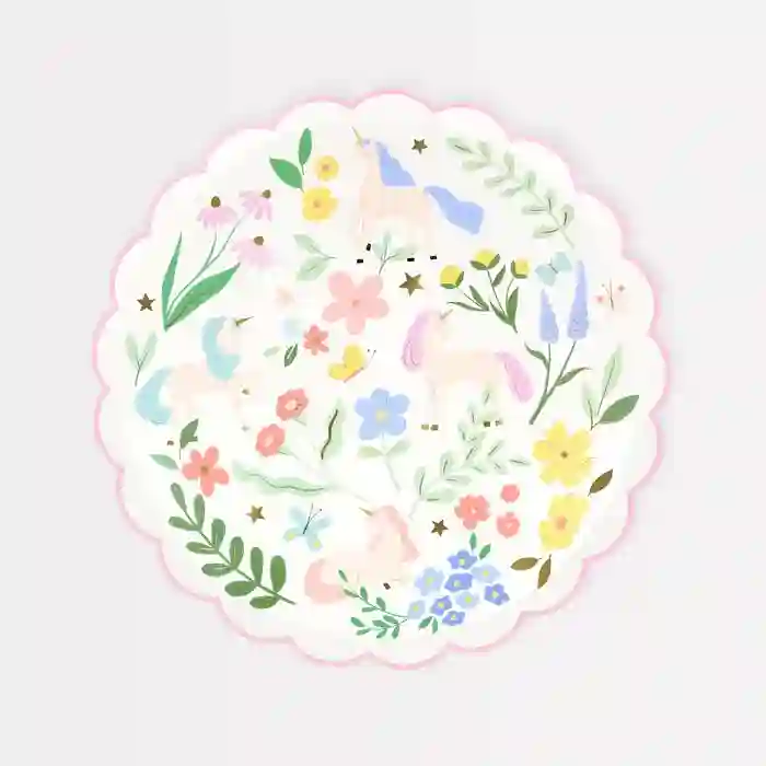Platos Pequeños de Unicornios con Flores
