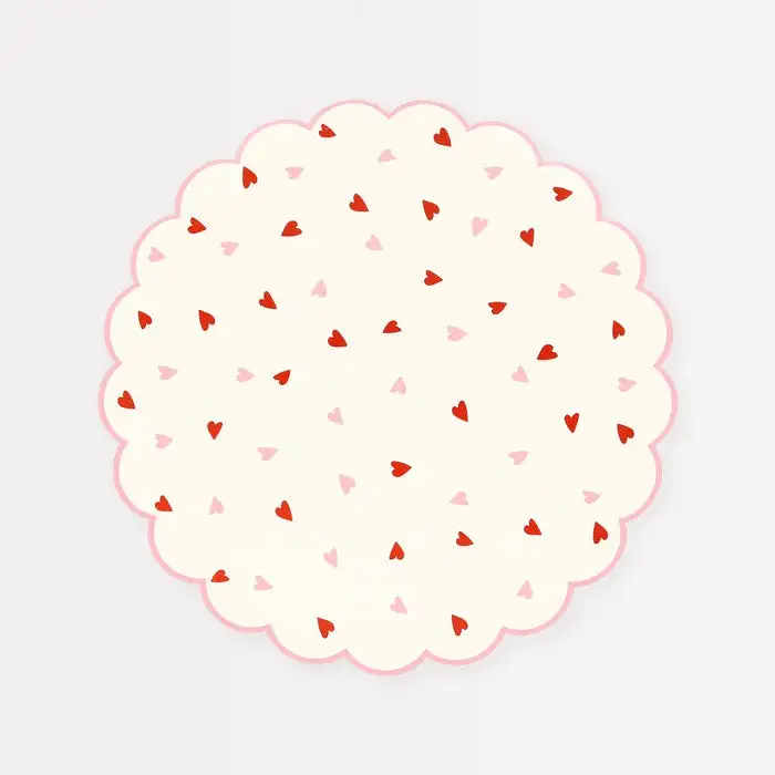 Vintage Dishes of Red Hearts and Festoneted Borders