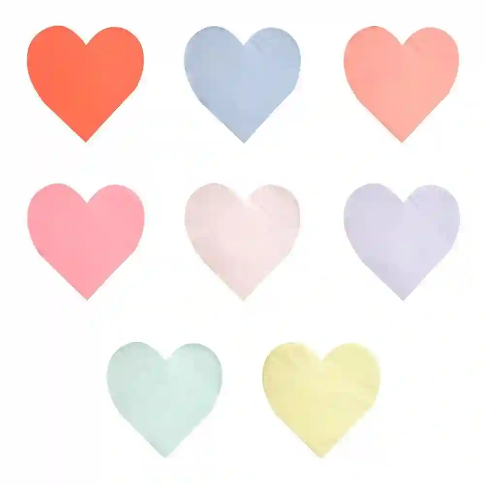 Large heart napkins in various colors