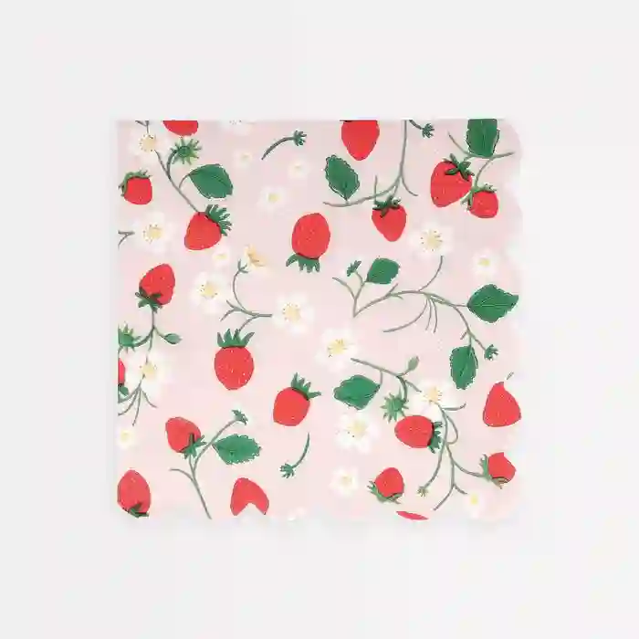 Servilletas Grandes de Fresas y Flores