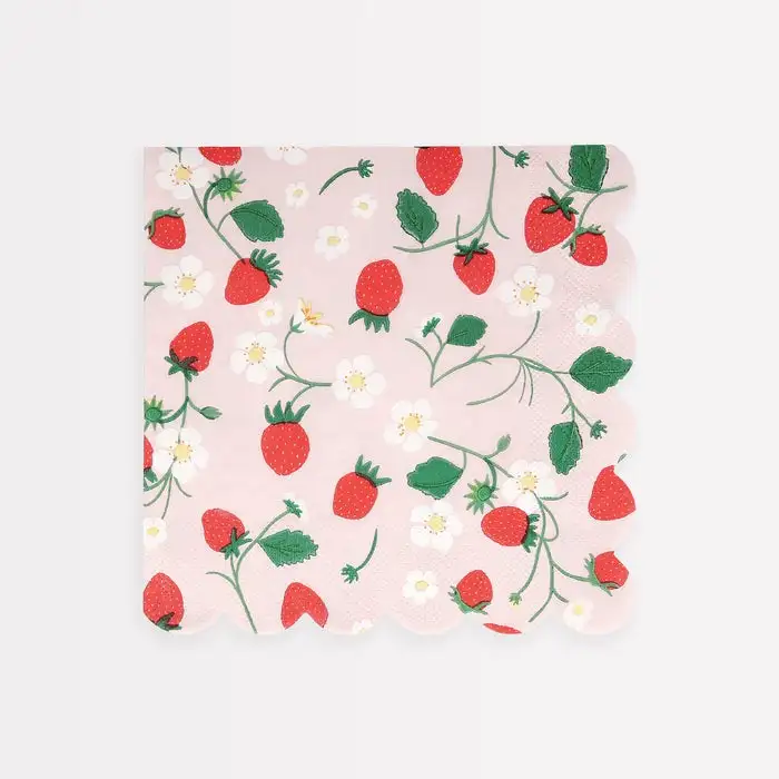 Servilletas Grandes de Fresas y Flores