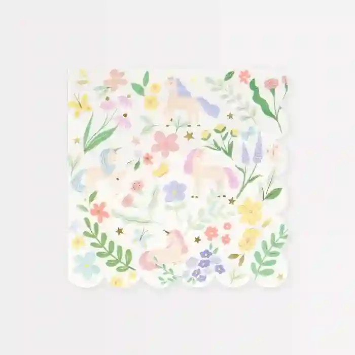 Servilletas Grandes de Unicornios con Flores
