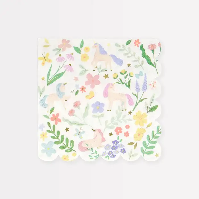 Servilletas Grandes de Unicornios con Flores
