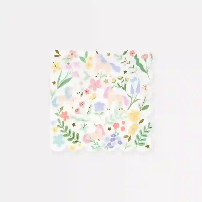 Servilletas Pequeñas de Unicornios con Flores