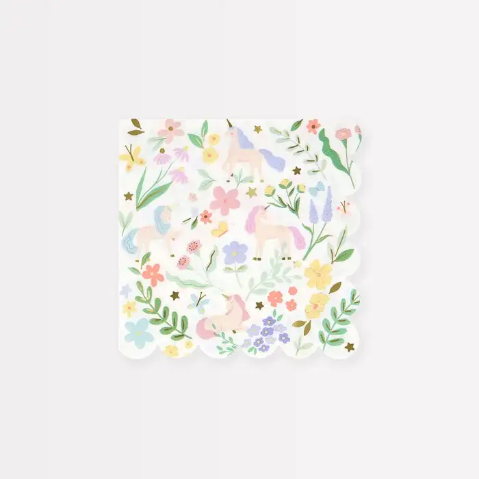 Servilletas Pequeñas de Unicornios con Flores