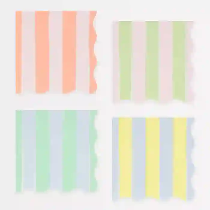 Servilletas Pequeñas Pastel con Rayas Pastel y Borde Ondulado