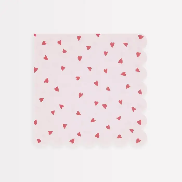 Vintage napkins of red hearts and feast -edged edges
