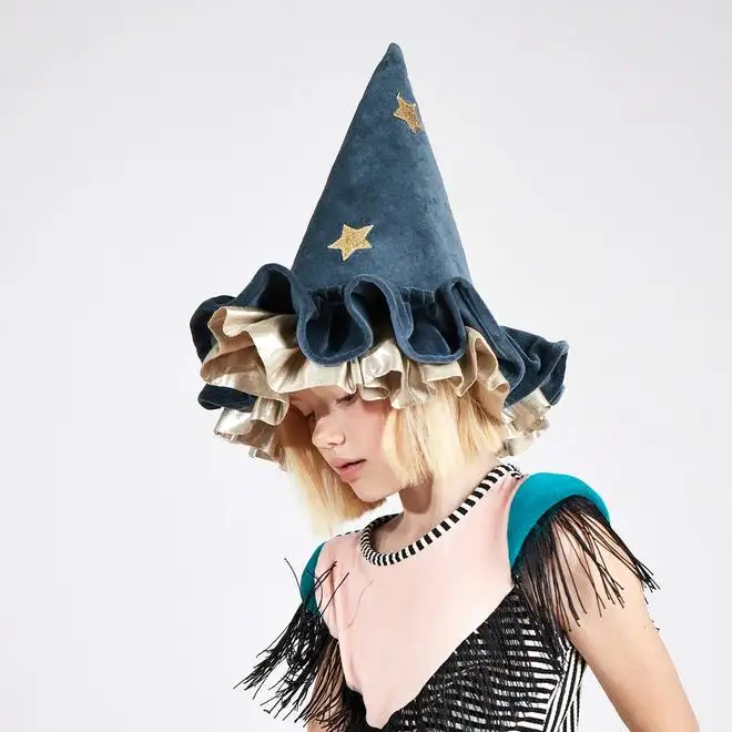 Blue and gold hat witch