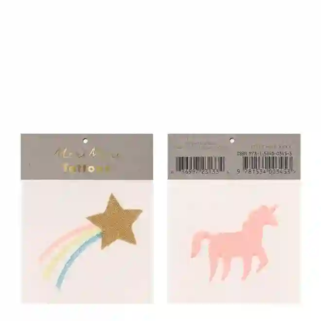Small stars and unicorn tattoos