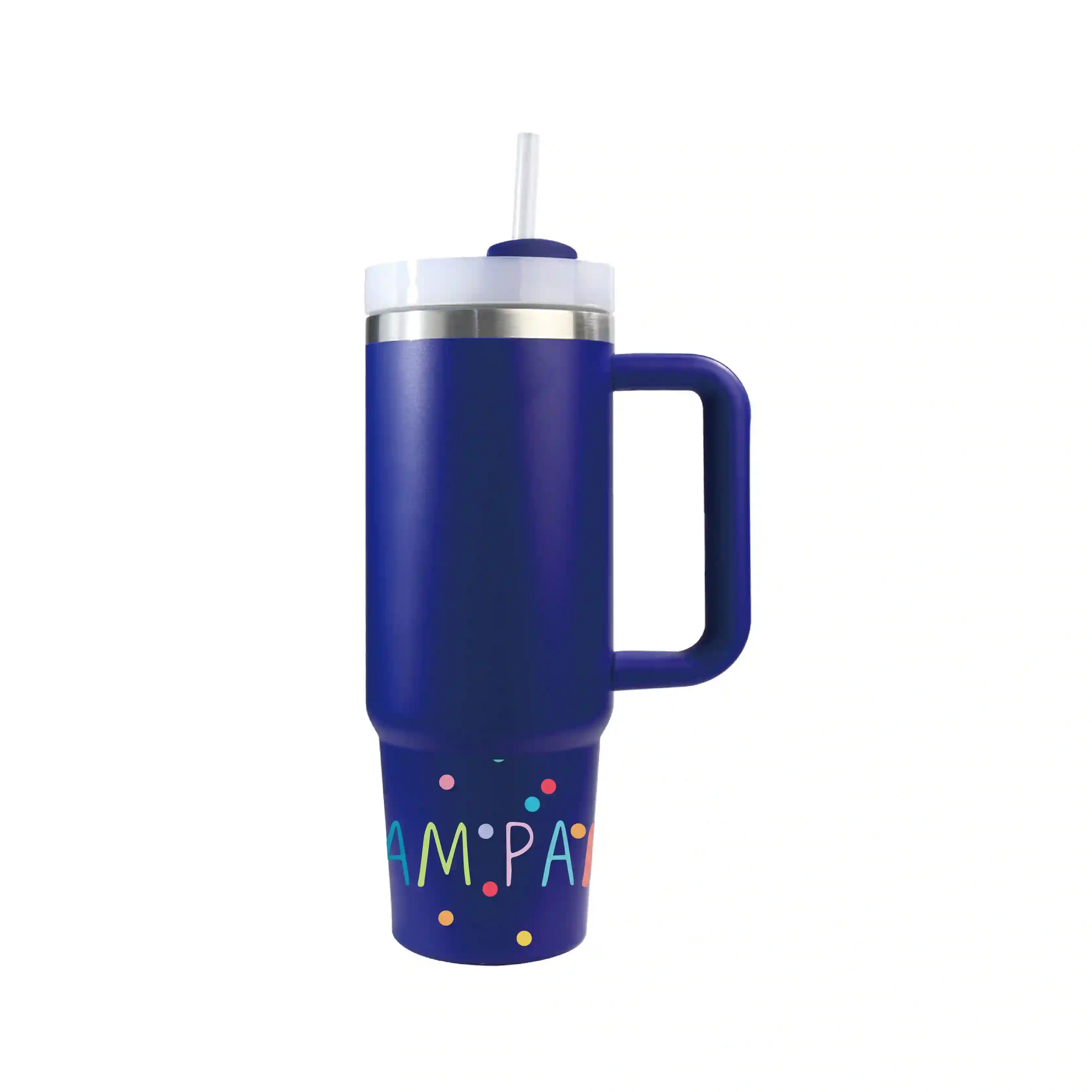 Termo 0,8L con asa y pajita - Azul Marino PamPam