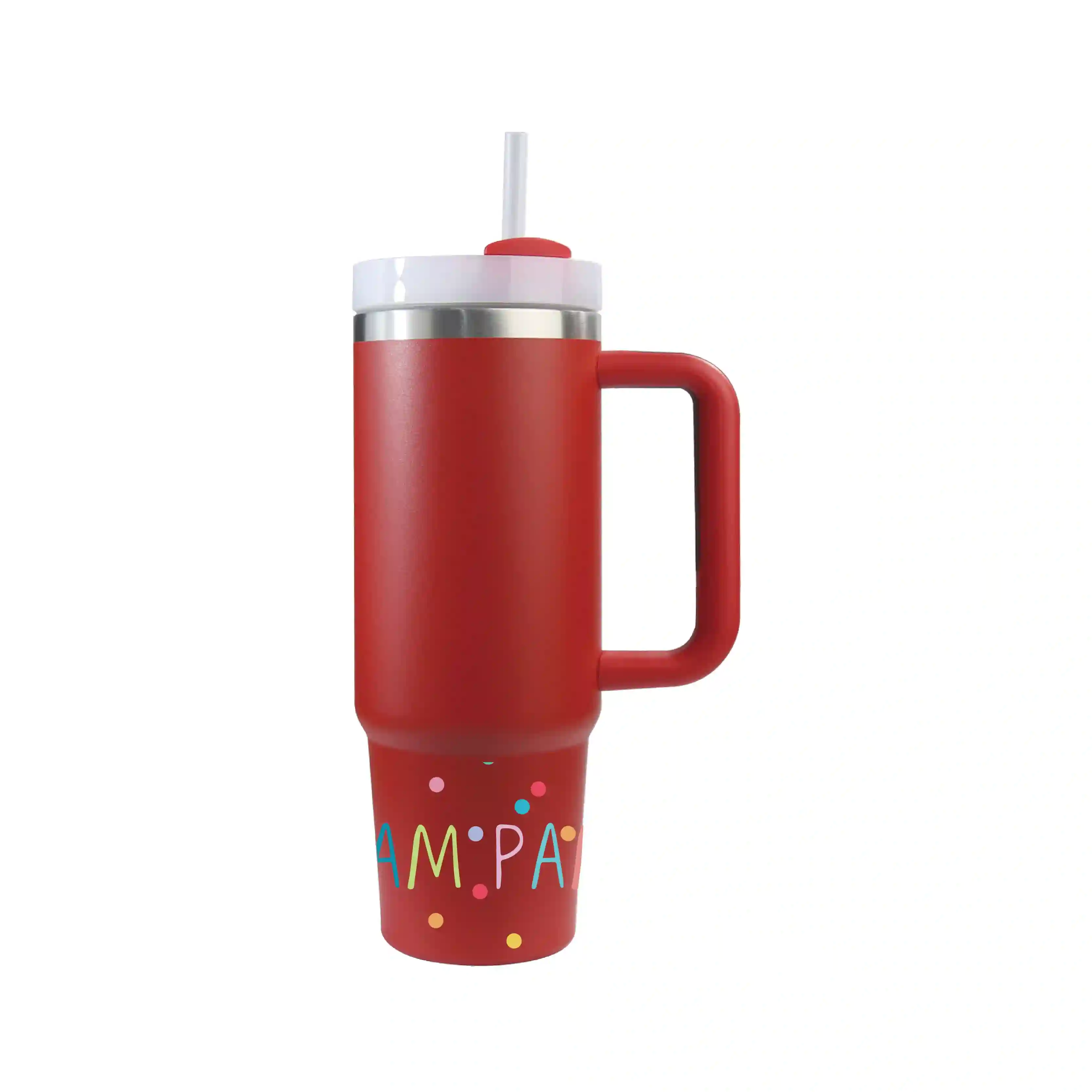 Termo 0,8L con asa y pajita - Rojo PamPam