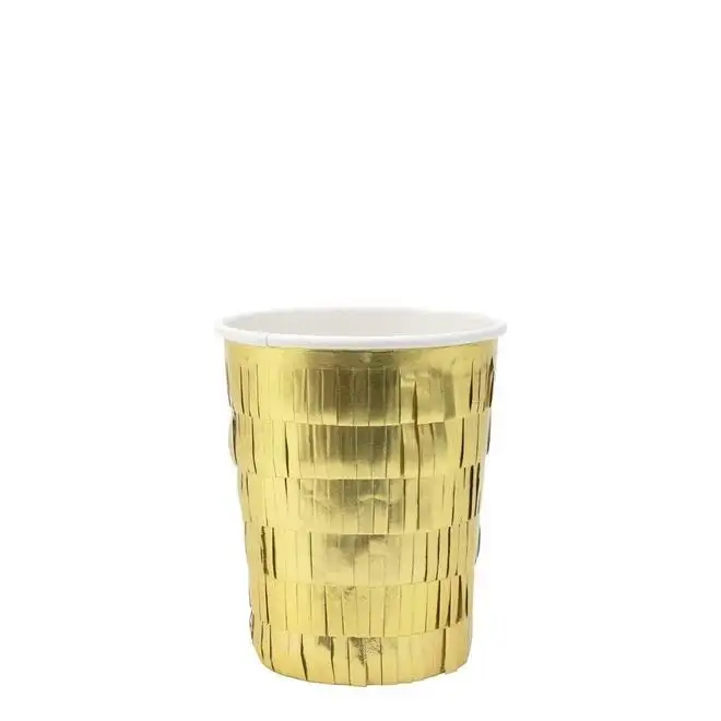 Vasos con flecos dorados