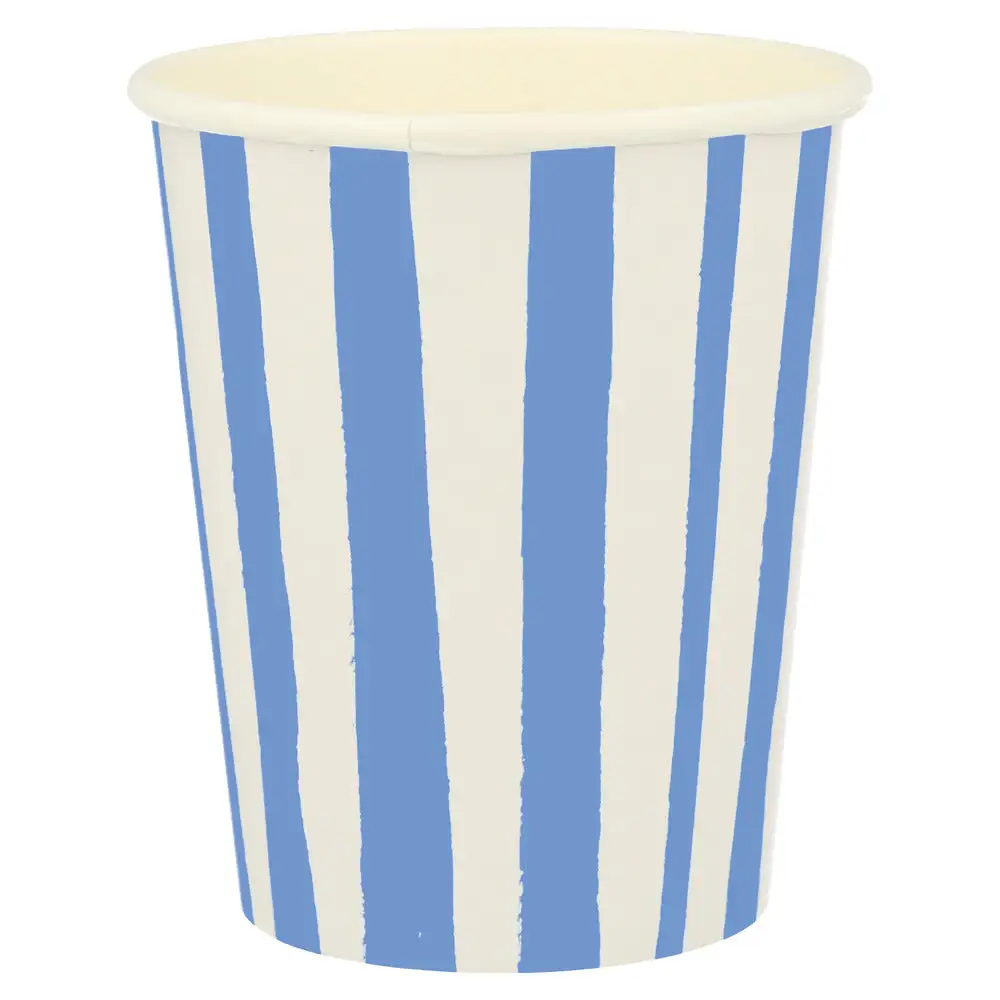 Vasos de rayas azules