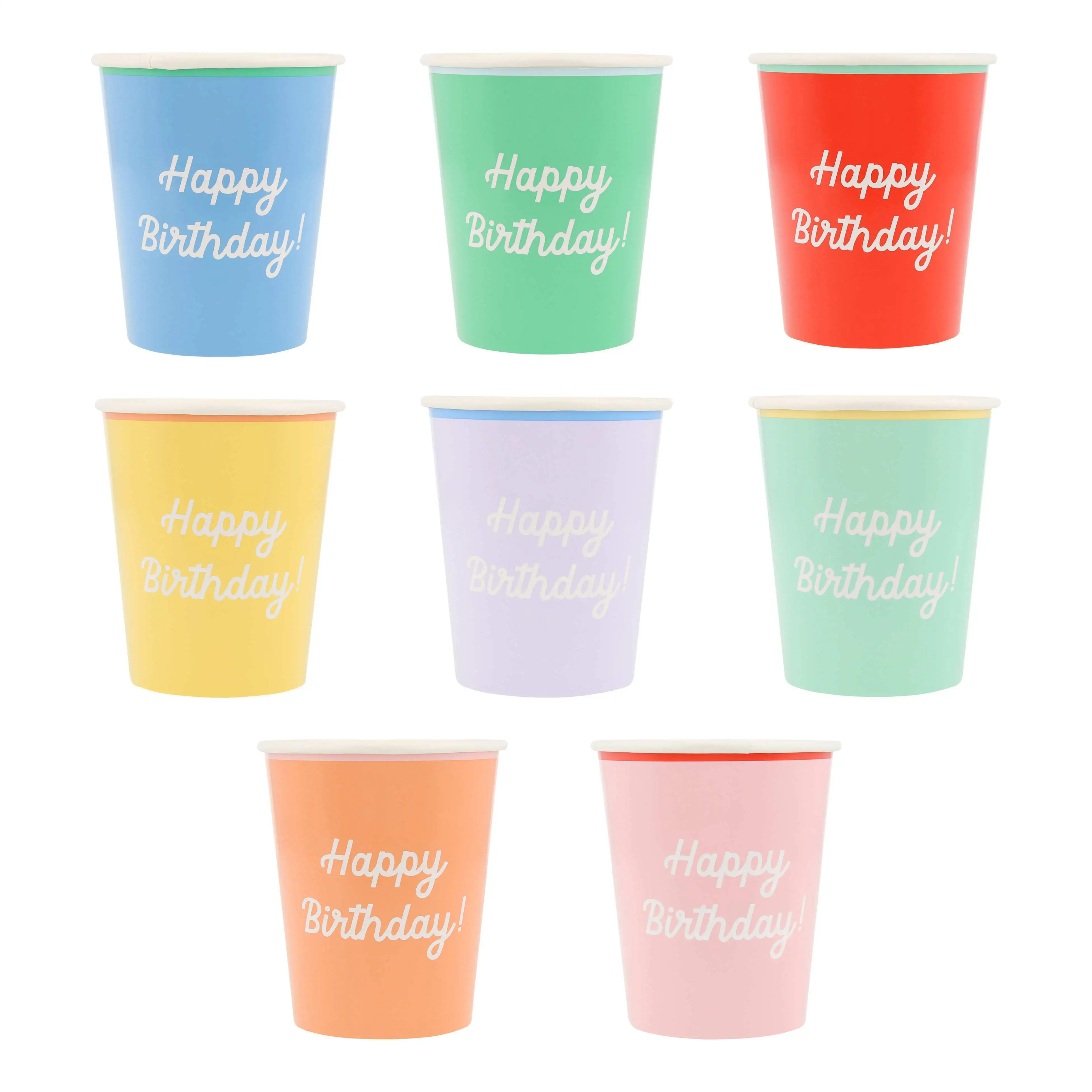 Happy Birthday Multicolor Cups