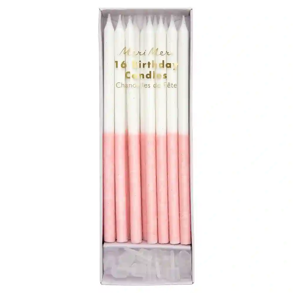 Clear pink candle with glitter