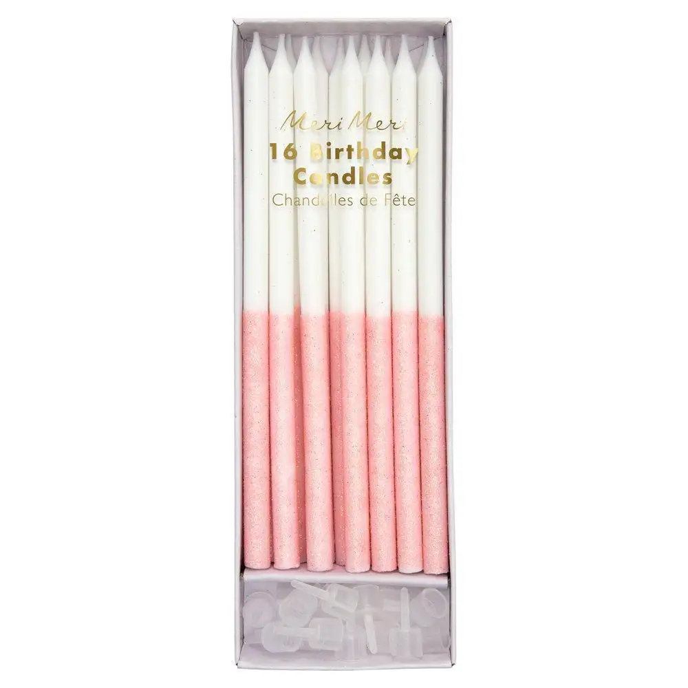 Clear pink candle with glitter