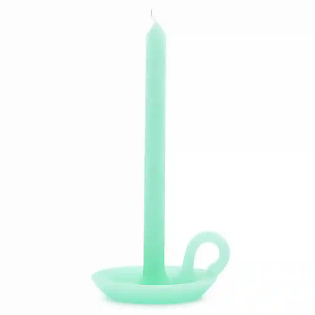 Vela verde menta con plato