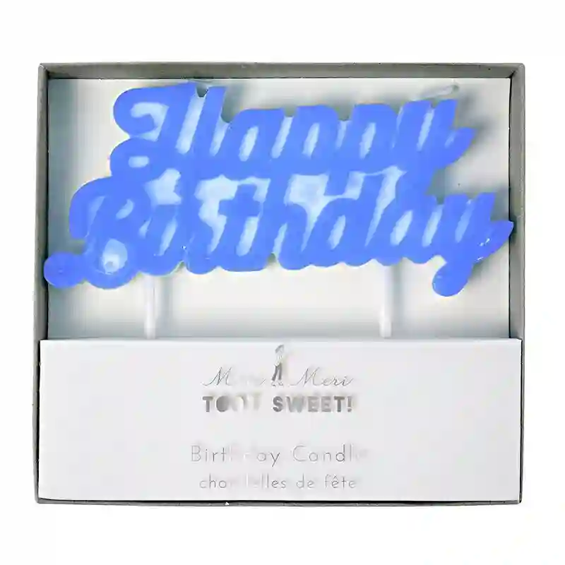 Happy Birthday Blue Neon Candle