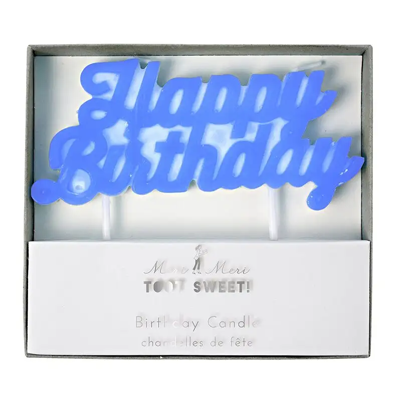Happy Birthday Blue Neon Candle