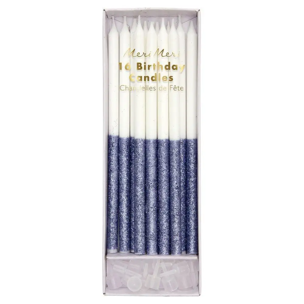 Lilac candles with glitter