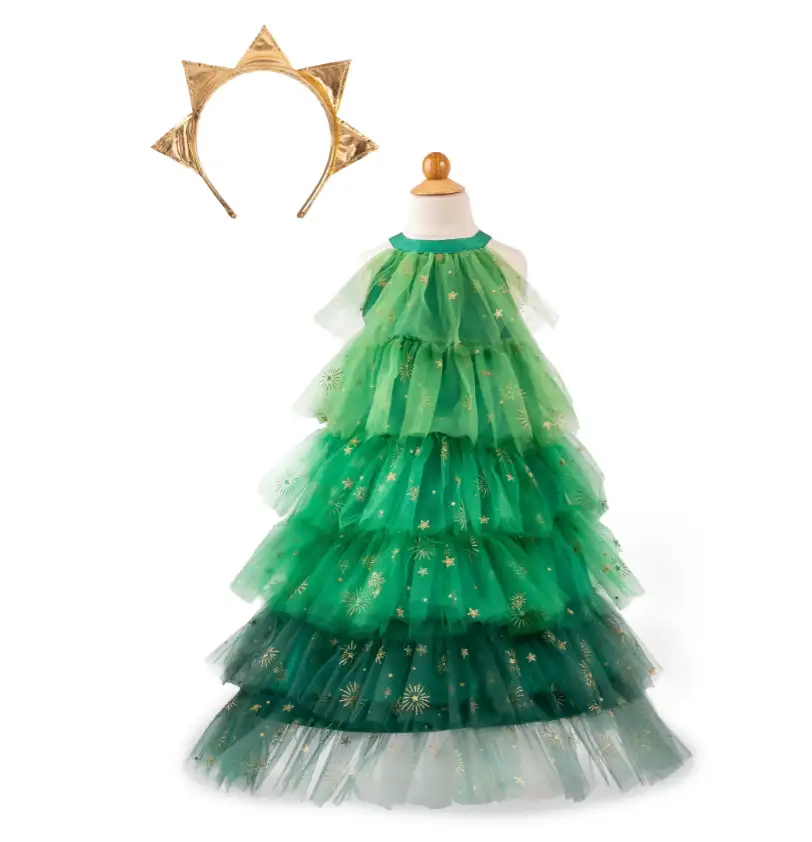Christmas tree dress with headdress