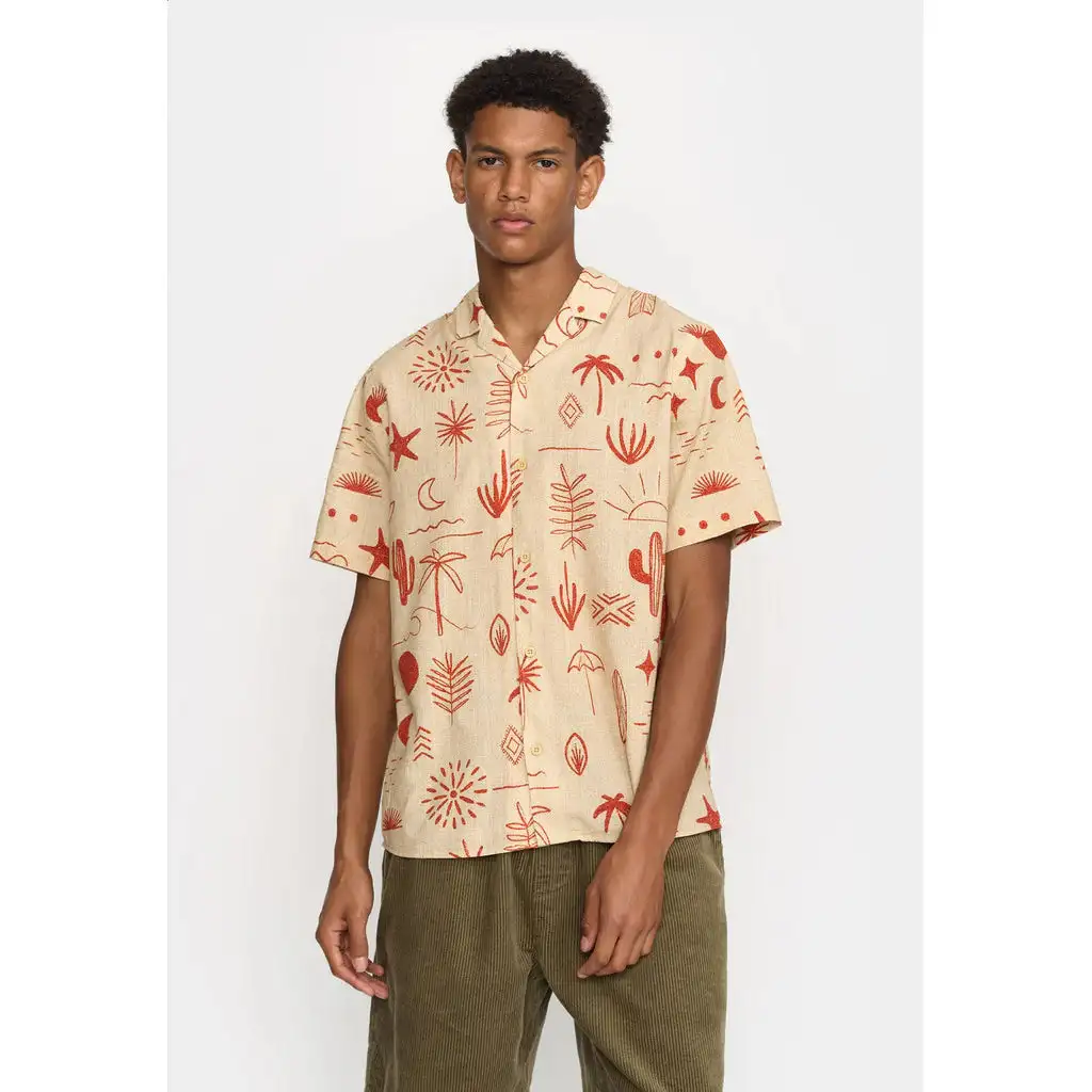 Short manga shirt beige