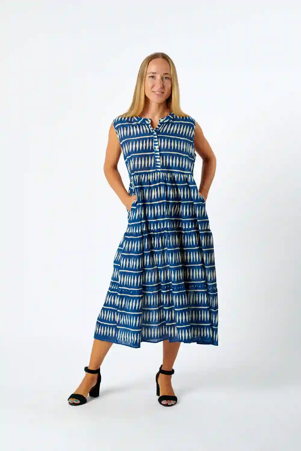 Vestido Viscosa Botones Rombos