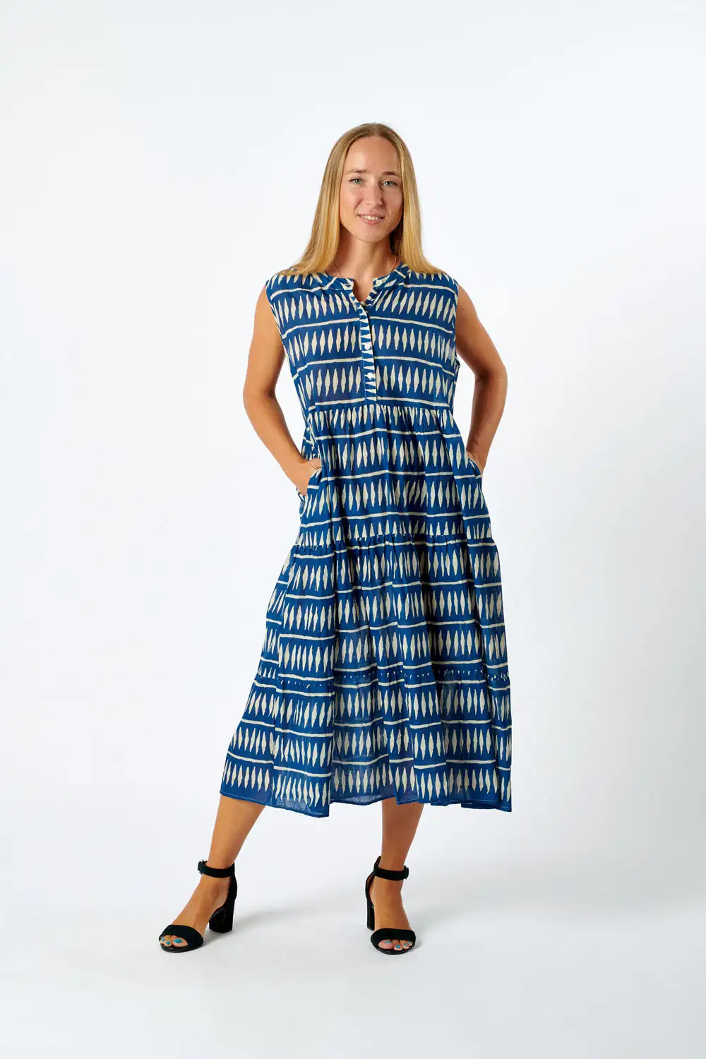 Vestido Viscosa Botones Rombos