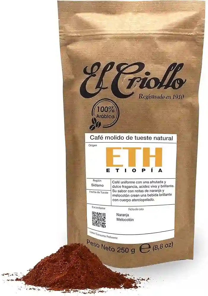 El Criollo Café de Etiopía Molido - Paquete 250 Gr.
