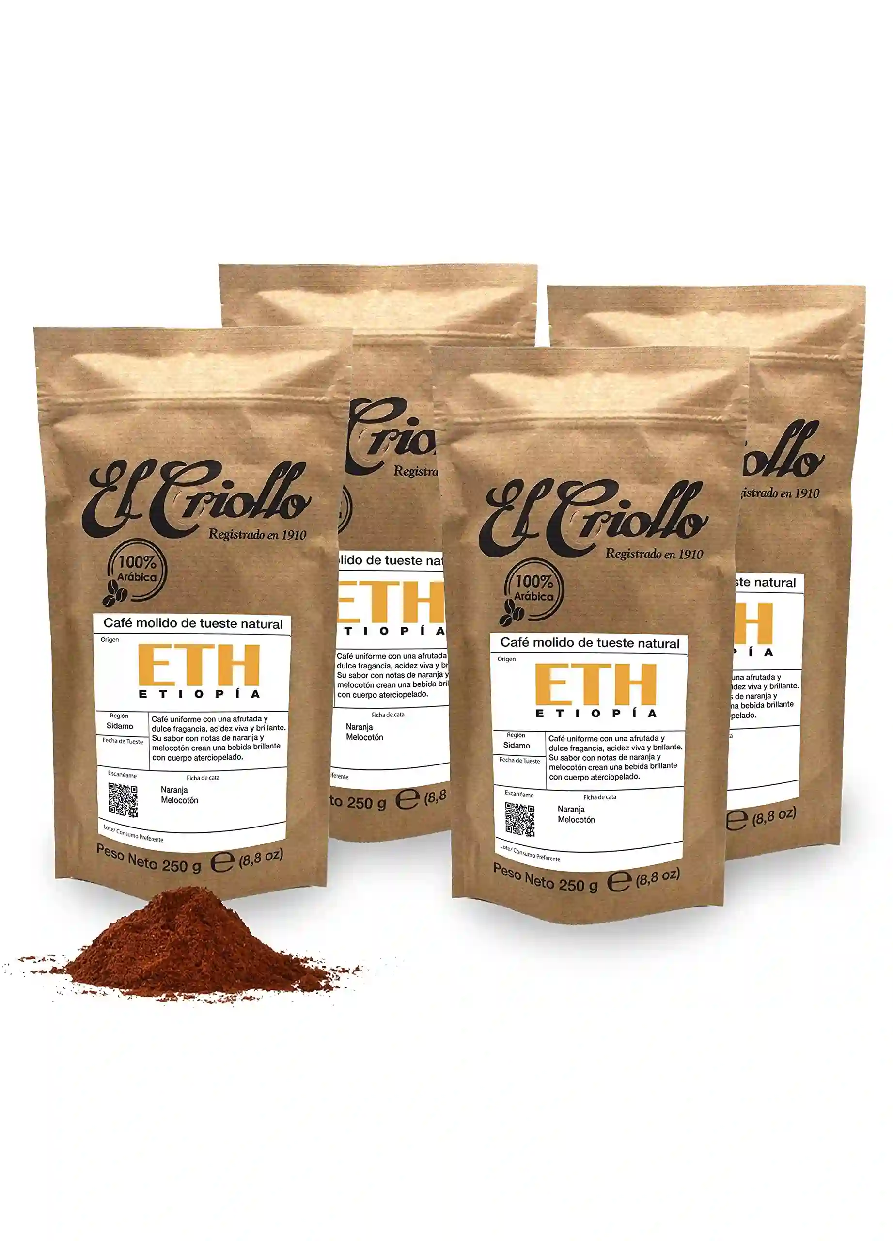 4x The Coffee Creole of ground Ethiopia - Package 250 gr.