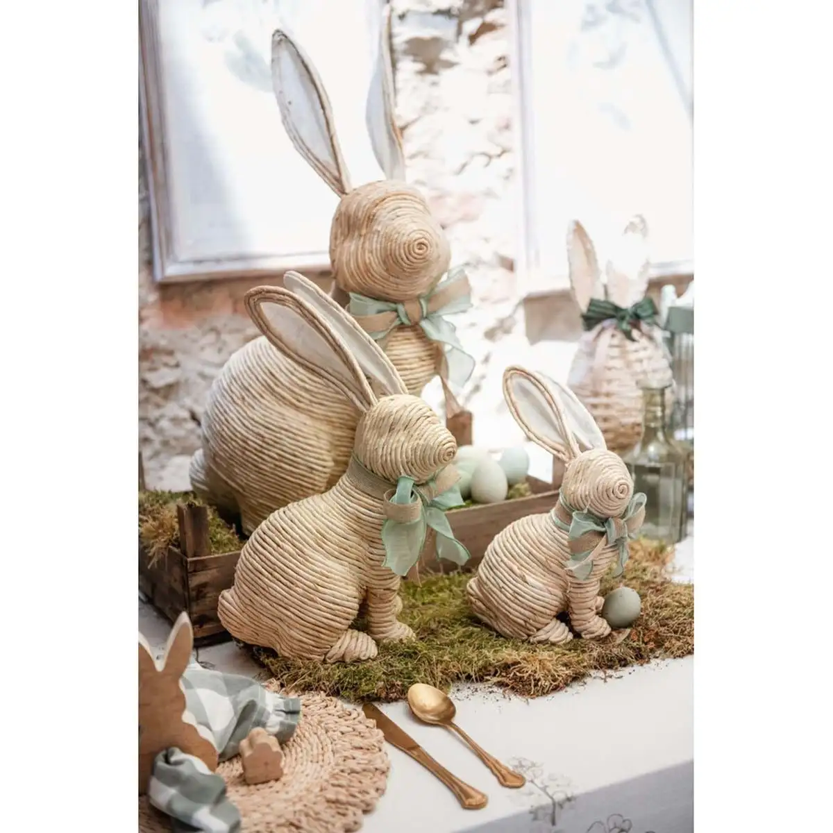 Conejo Decorativo de Mimbre Mediano - Imagen 2