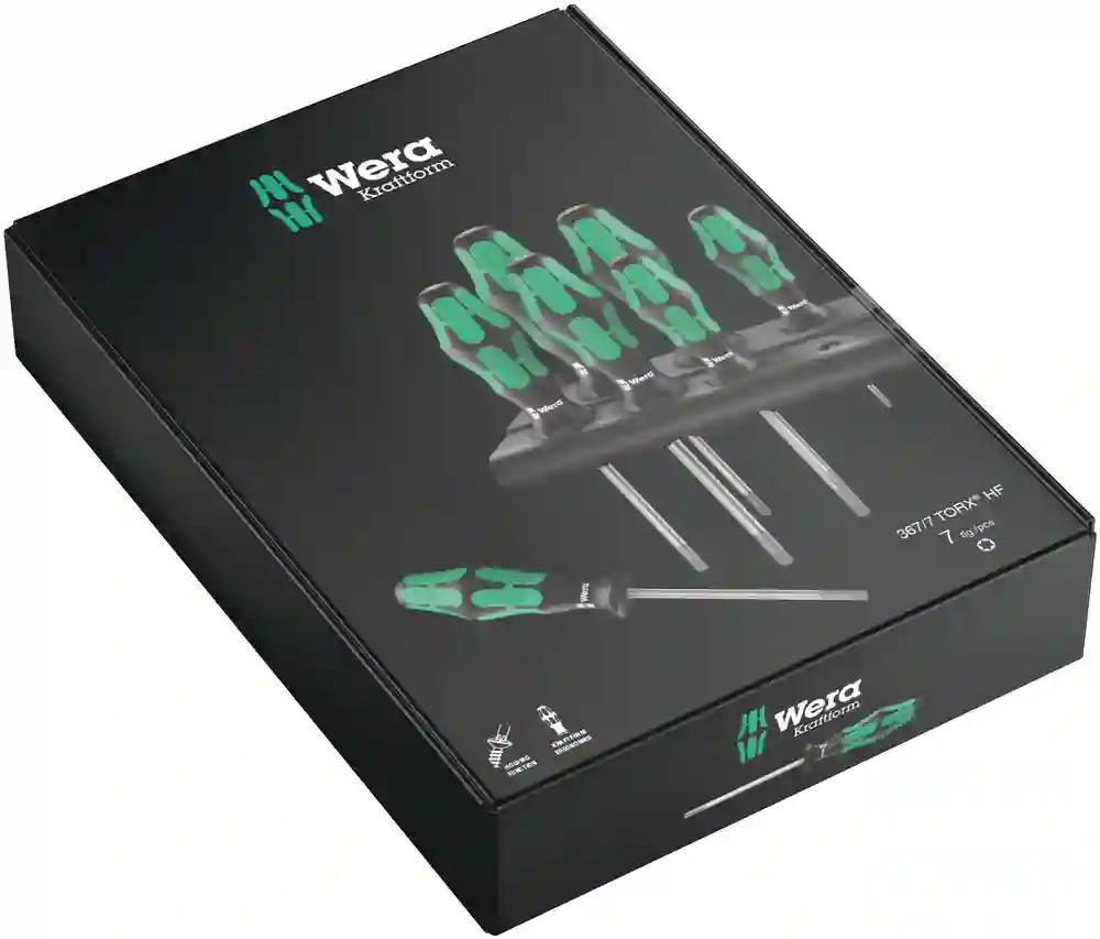 Juego de destorn. con función de ret.+Bandeja 367/7 TORX HF - Wera