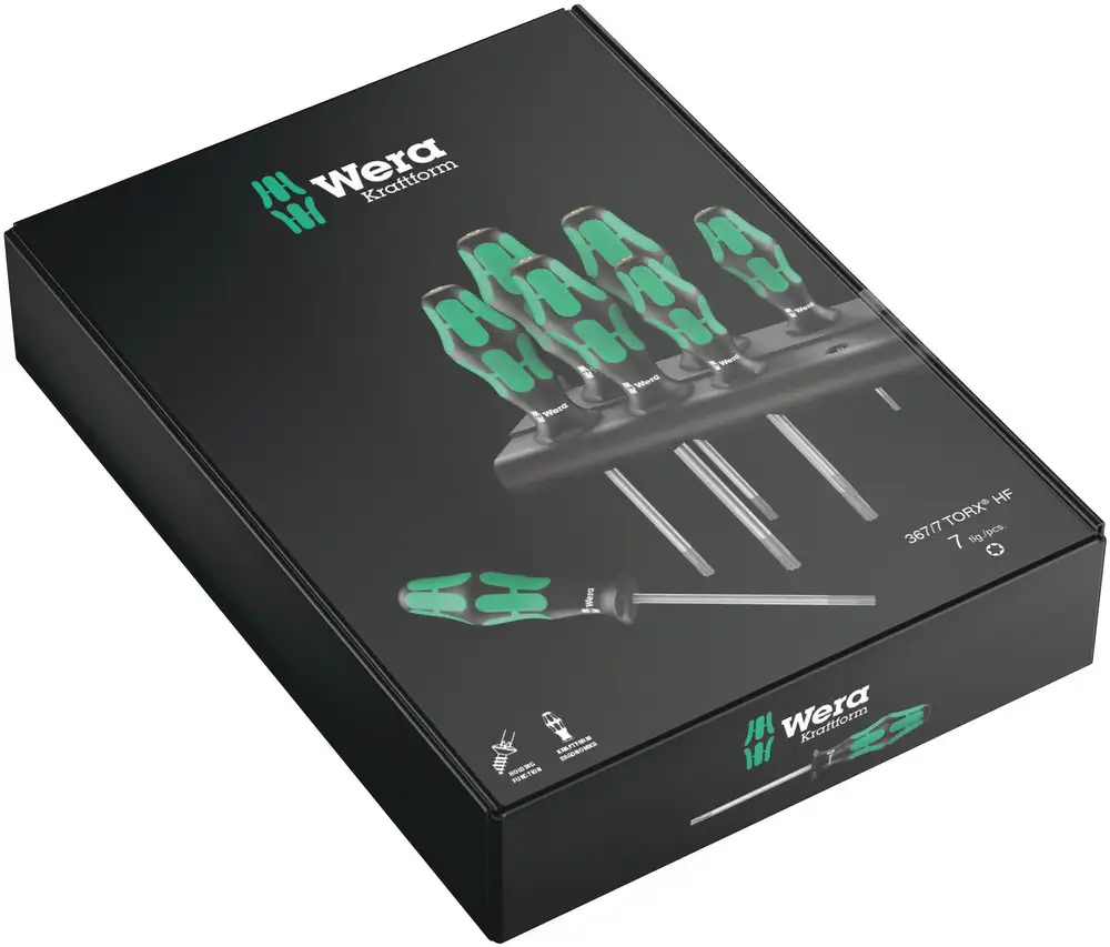 Juego de destorn. con función de ret.+Bandeja 367/7 TORX HF - Wera