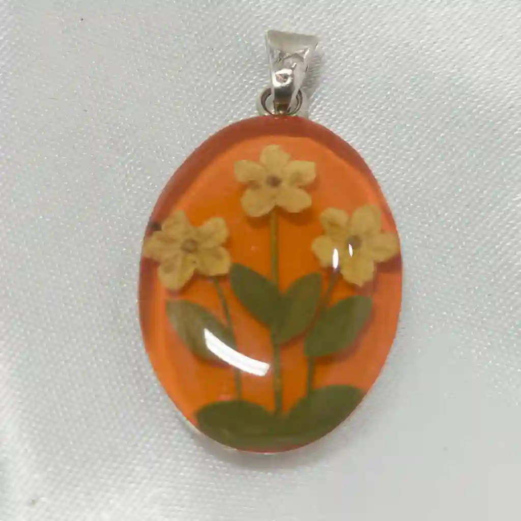 Orange Flower Oval pendant