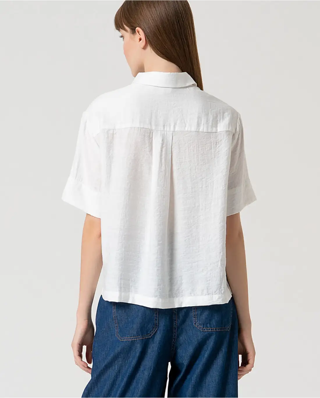 Camisa corta satinada BLANCO - Imagen 5
