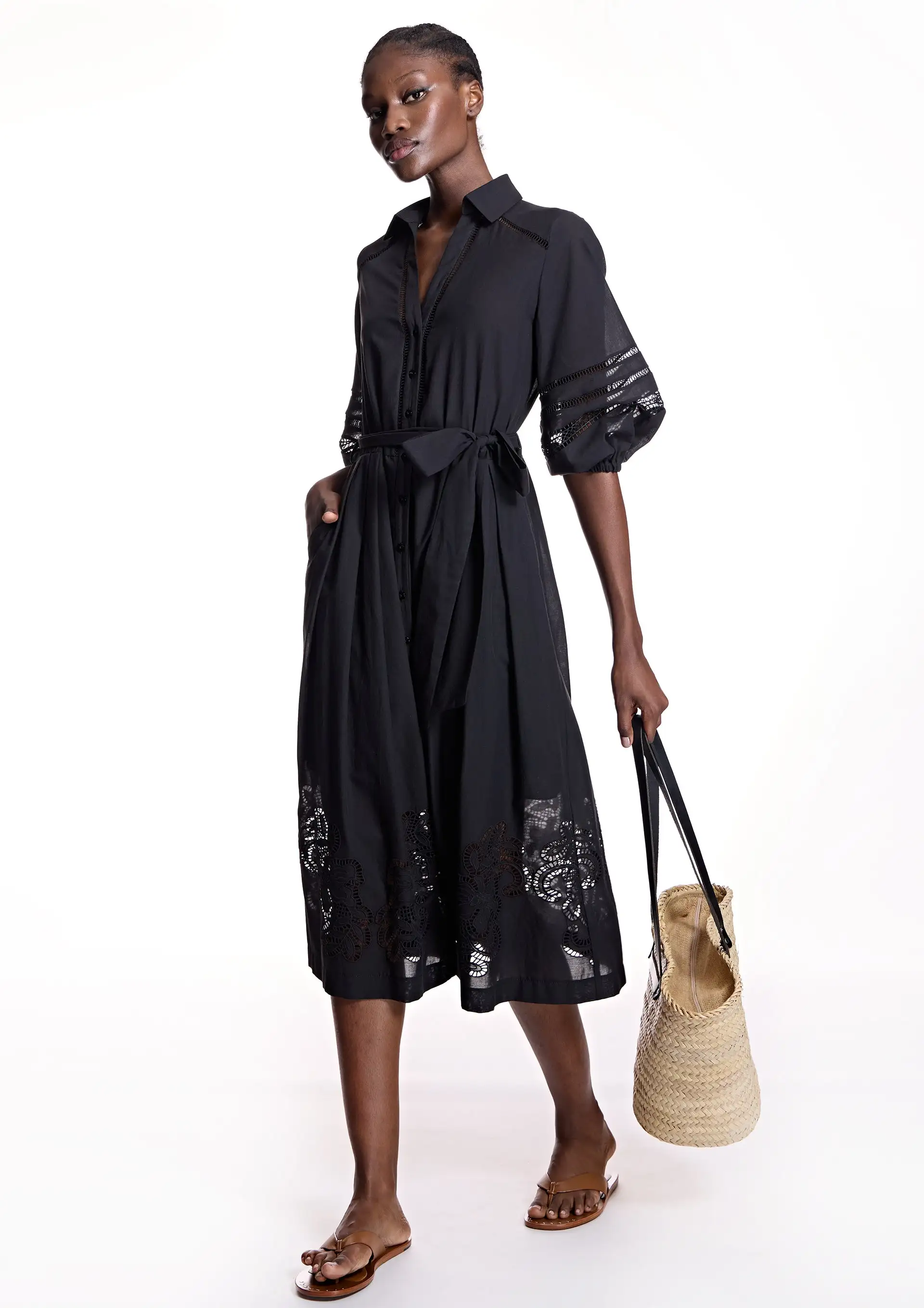 Vestido ALBA CONDE midi en negro - Imagen 3