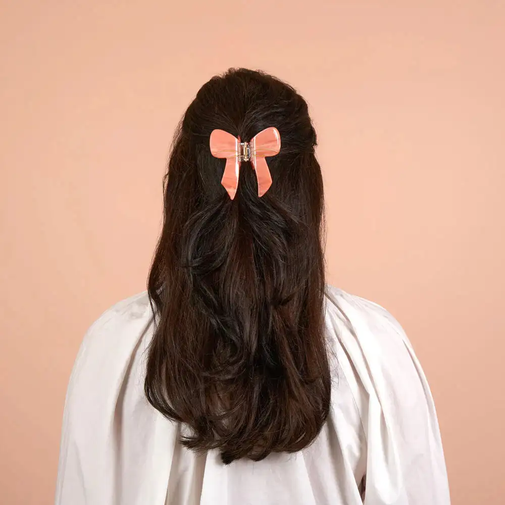 Arco rosa de garra de cabello - Imagen 2