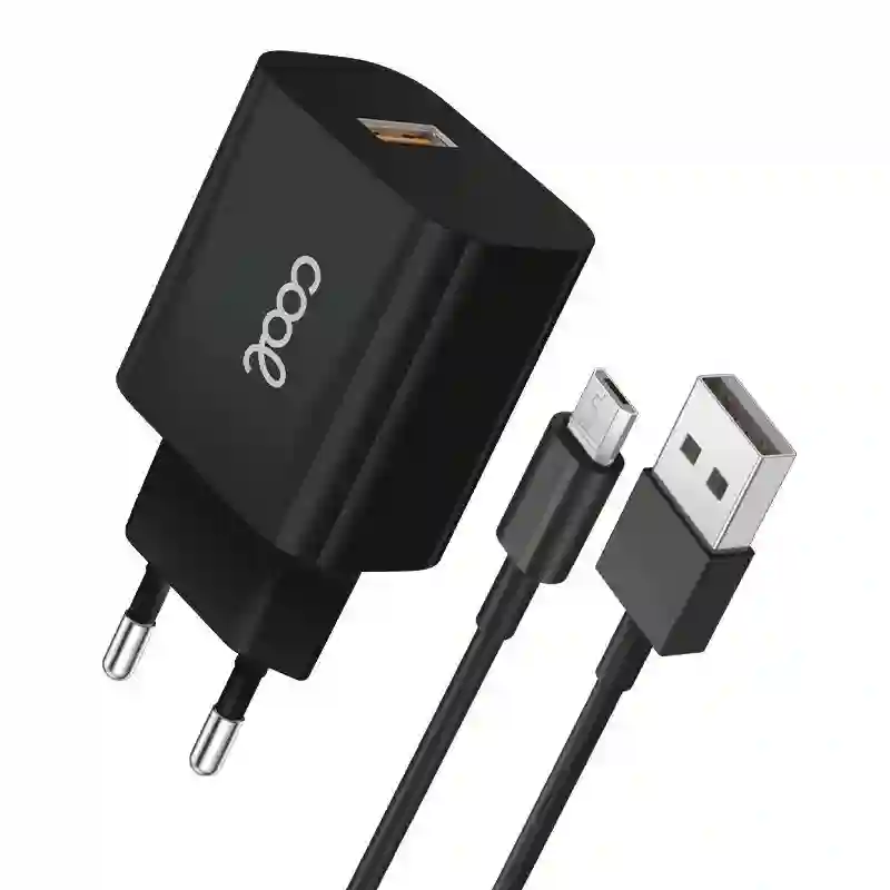 UNIVERSAL COOL MICRO-USB CONNECTOR CHARGER 2.4AMP KIT 2 IN 1 BLACK
