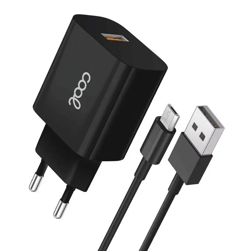 UNIVERSAL COOL MICRO-USB CONNECTOR CHARGER 2.4AMP KIT 2 IN 1 BLACK
