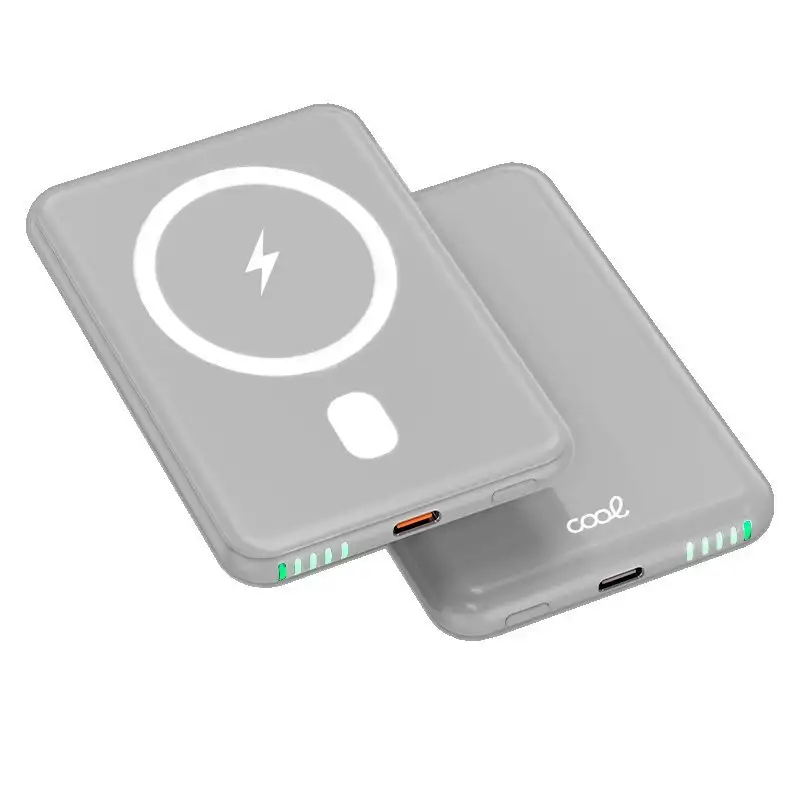 Universal magnetic external battery Power Bank qi 5000 mAh cool gray